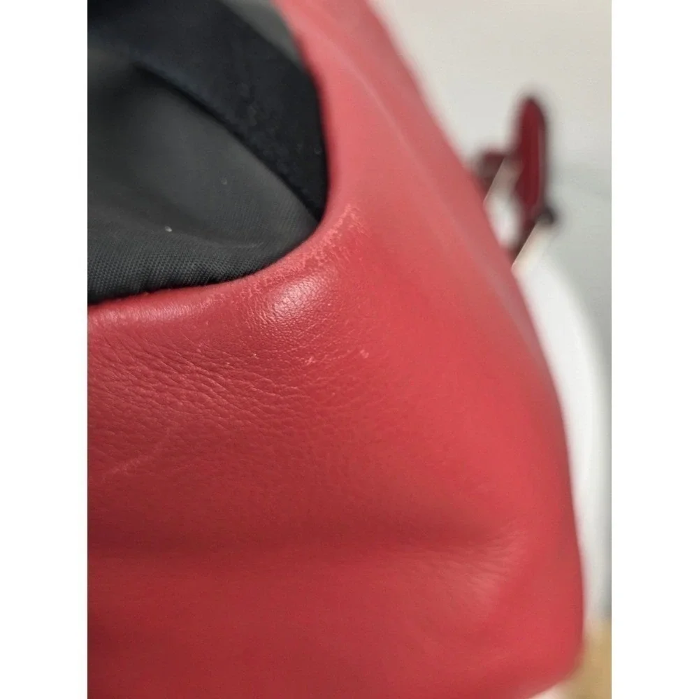 Coach Charlie Medium Backpack Red Embossed Signature C Pebble Leather F49499 Bag